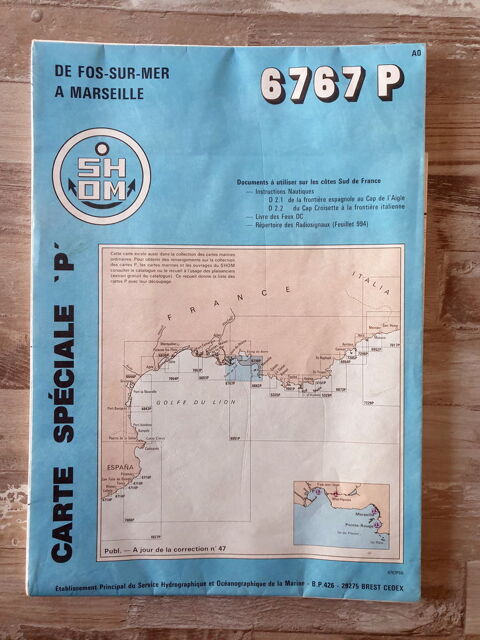 Carte maritime sp�ciale P de SHOM n�6767P de Fos � Marseille Tours (37)