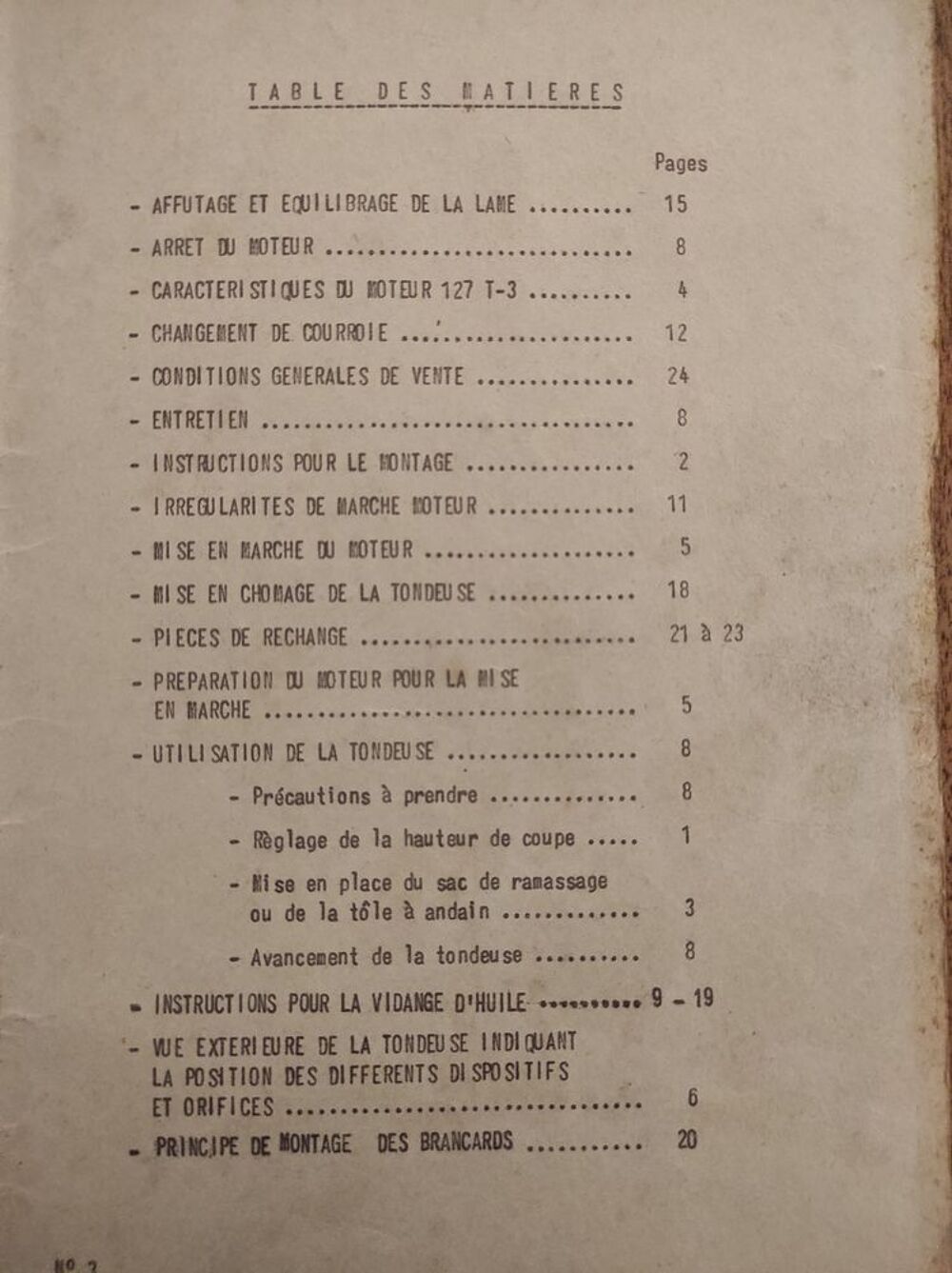 Manuel d'Entretien Tondeuse Bernard BM3 de 1971 Jardin