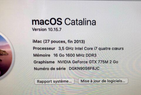  IMAC 27 POUCES fin 2013 bon état
900 Avignon (84)