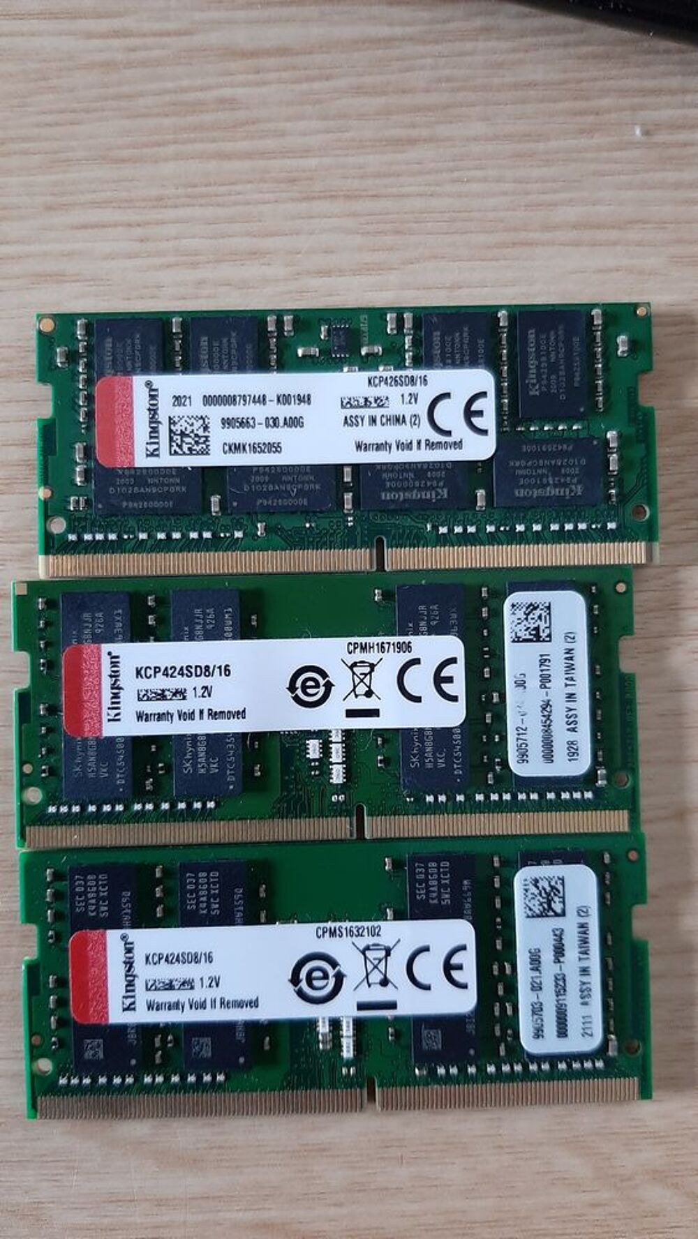 LOT ou &agrave; L'unit&eacute; RAM DDR4 16GO 2400 OU 2666 POUR PORTABLE Matériel informatique
