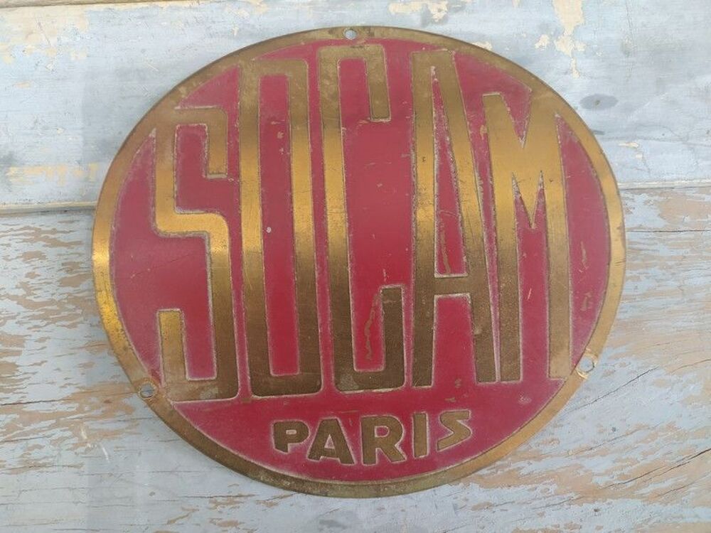 Ancienne Plaque Publicitaire Laiton Construction Socam Paris 