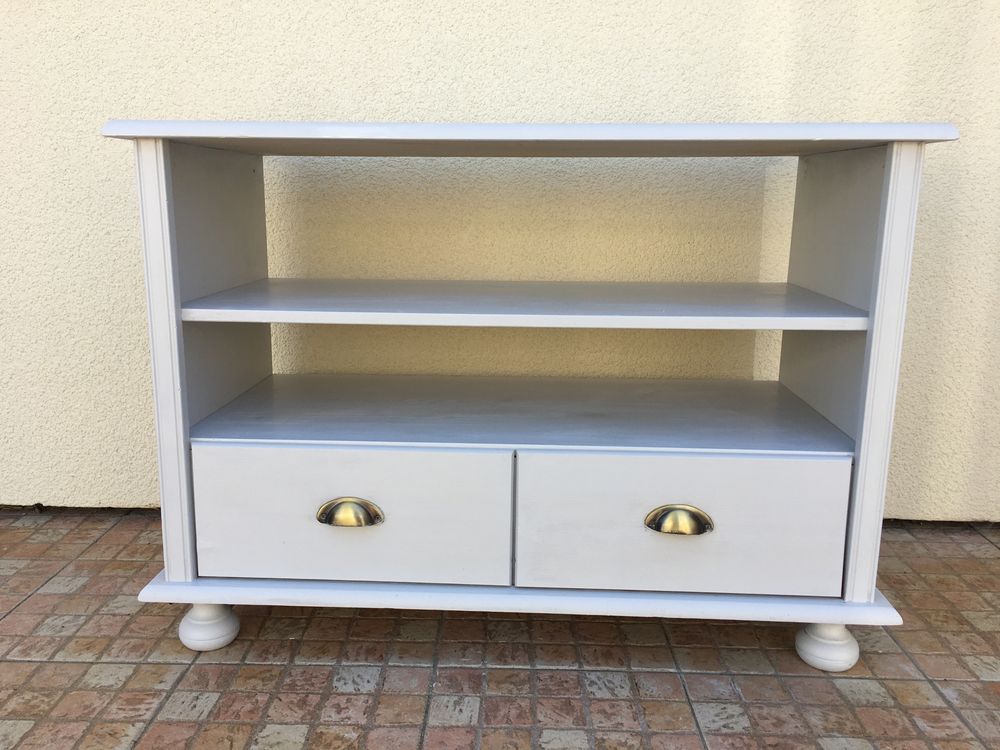 Meuble t&eacute;l&eacute; / commode blanc/bleu pastel Meubles