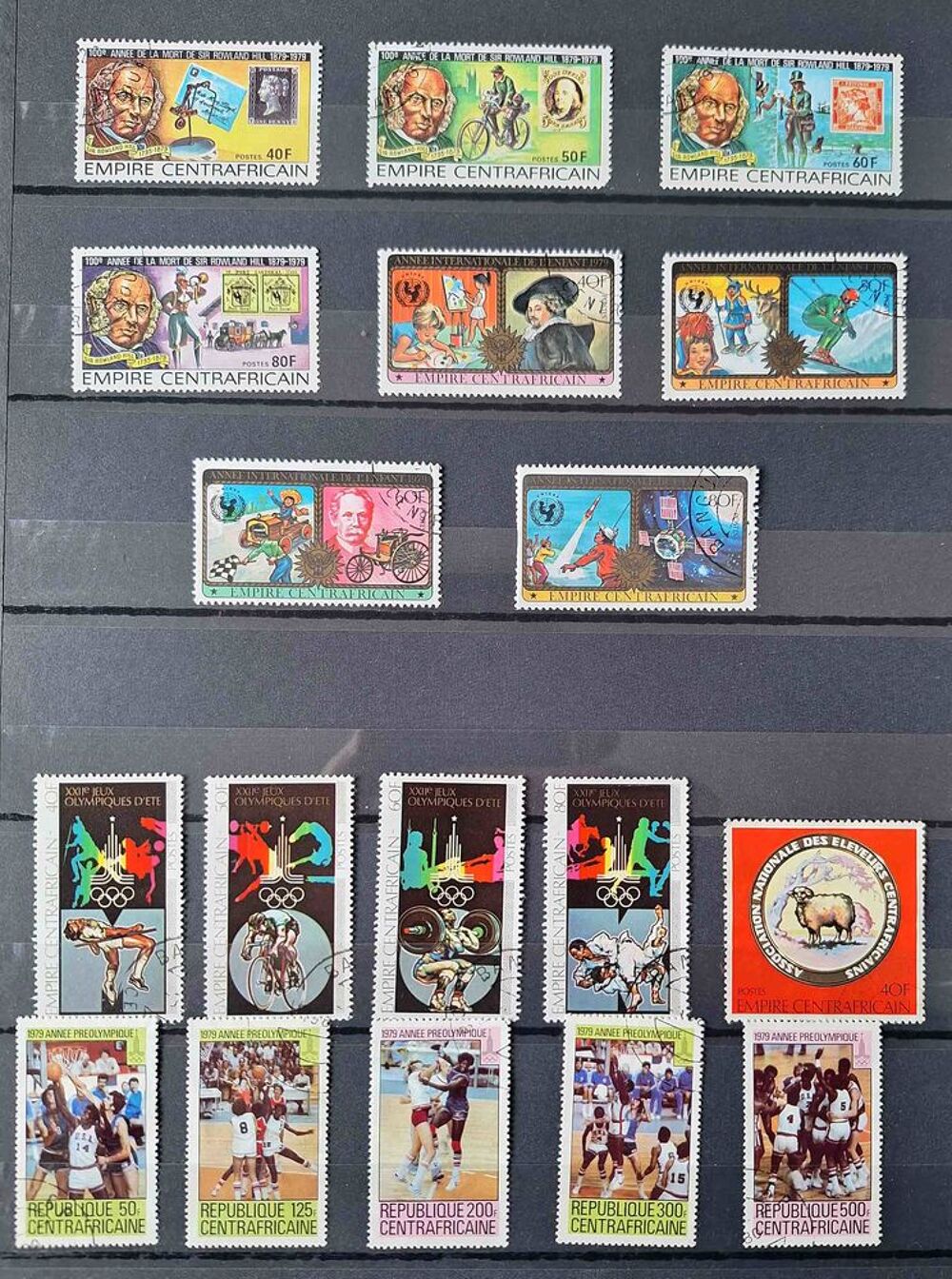 S&eacute;rie de timbres de collection de Centrafricaine 