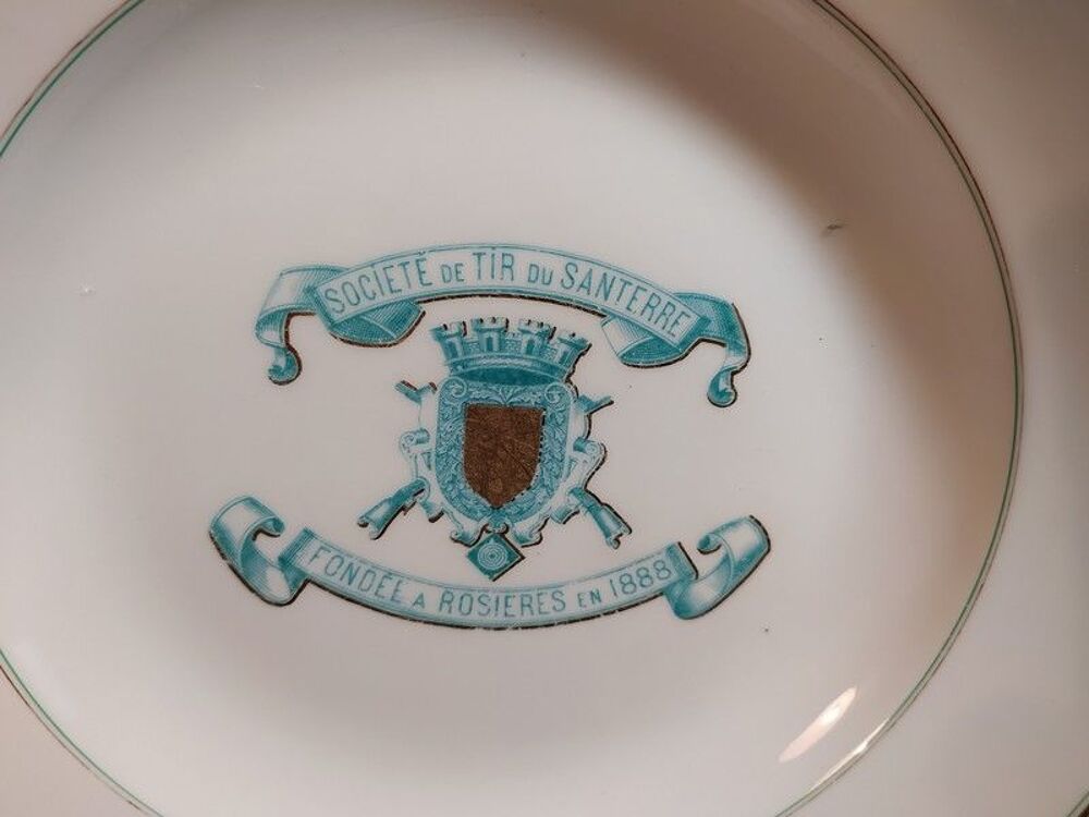 Assiette Porcelaine Soci&eacute;t&eacute; de Tir du Santerre Rosi&egrave;res 