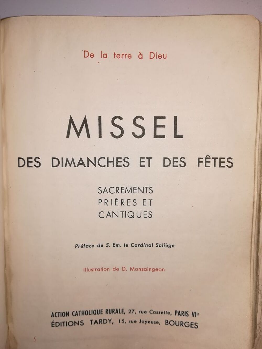 MISSEL DES DIMANCHES ET DES FETES 1948 Livres et BD
