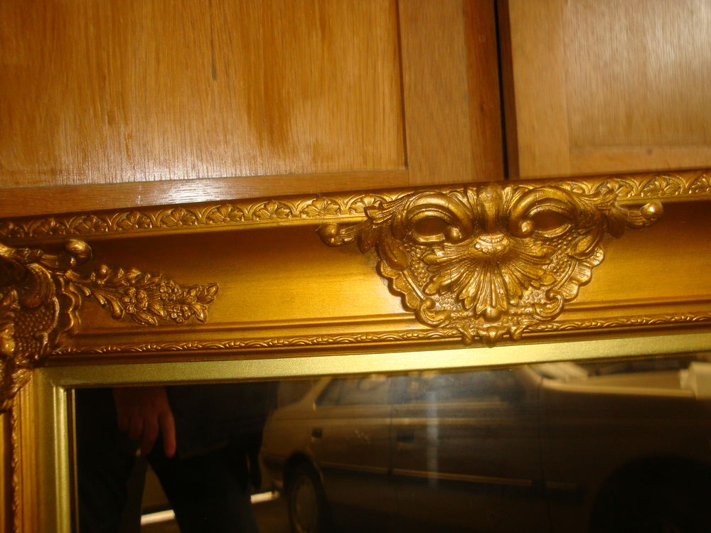 Ancien miroir glace bronze Décoration