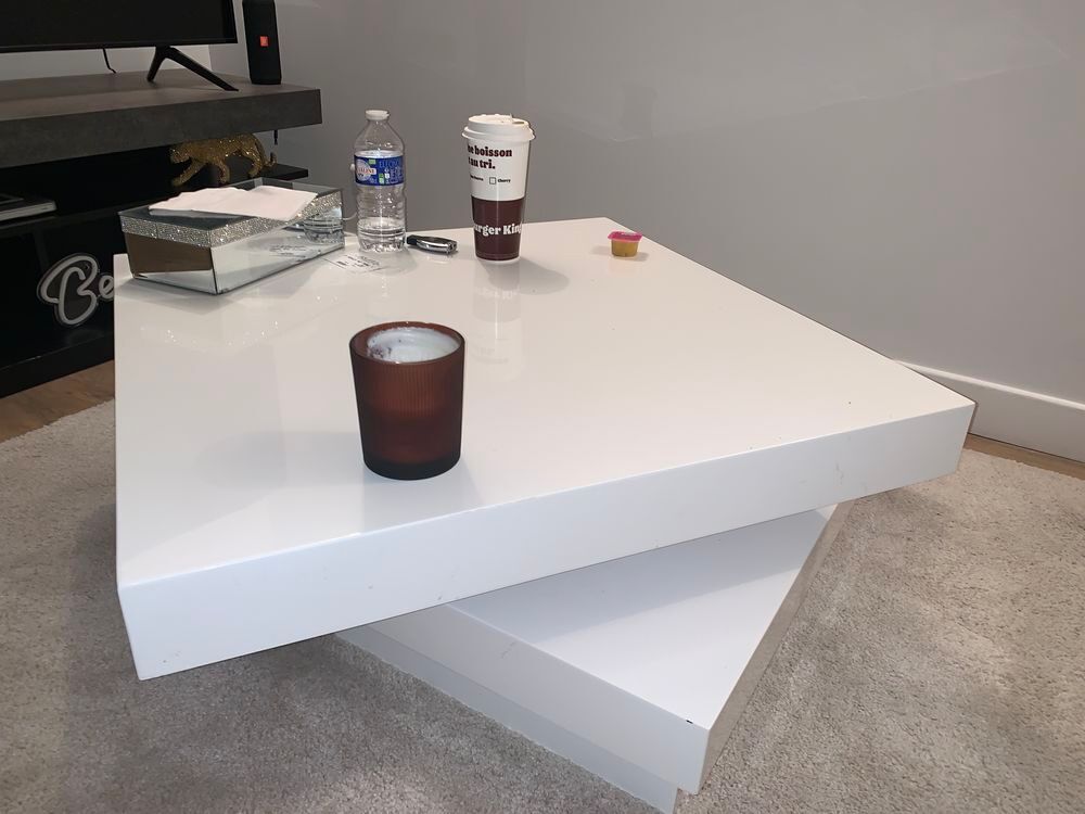 table basse laqu&eacute; blanche Meubles