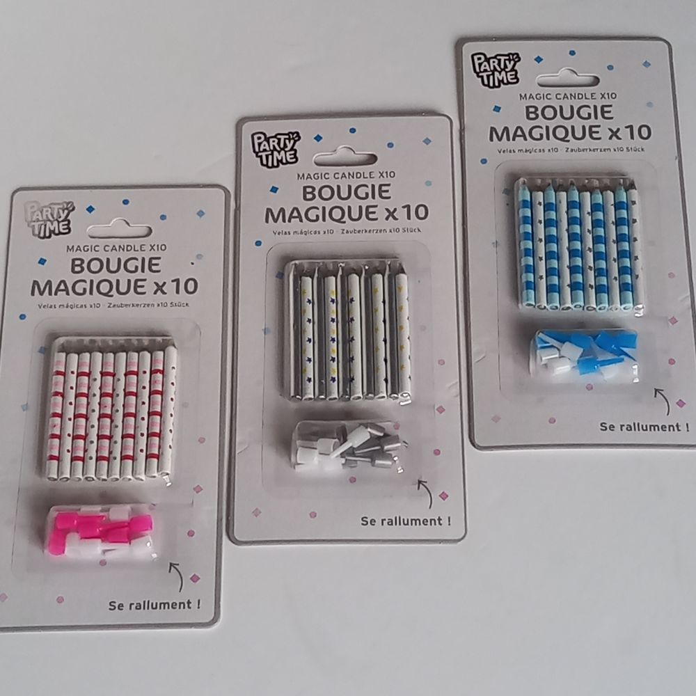 Set de 30 bougies magiques et les piques &agrave; gateaux, bleues, Jeux / jouets