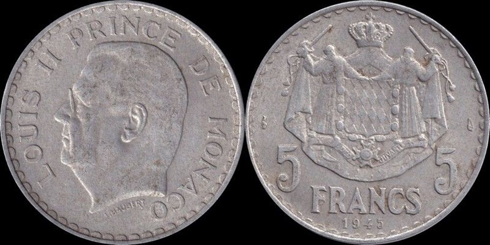 Monaco 5 francs 1945 Louis II 