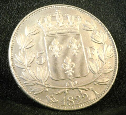 Pice de 5 francs 1822 I Louis XVIII copie en plaqu argent  19 Corme-Royal (17)