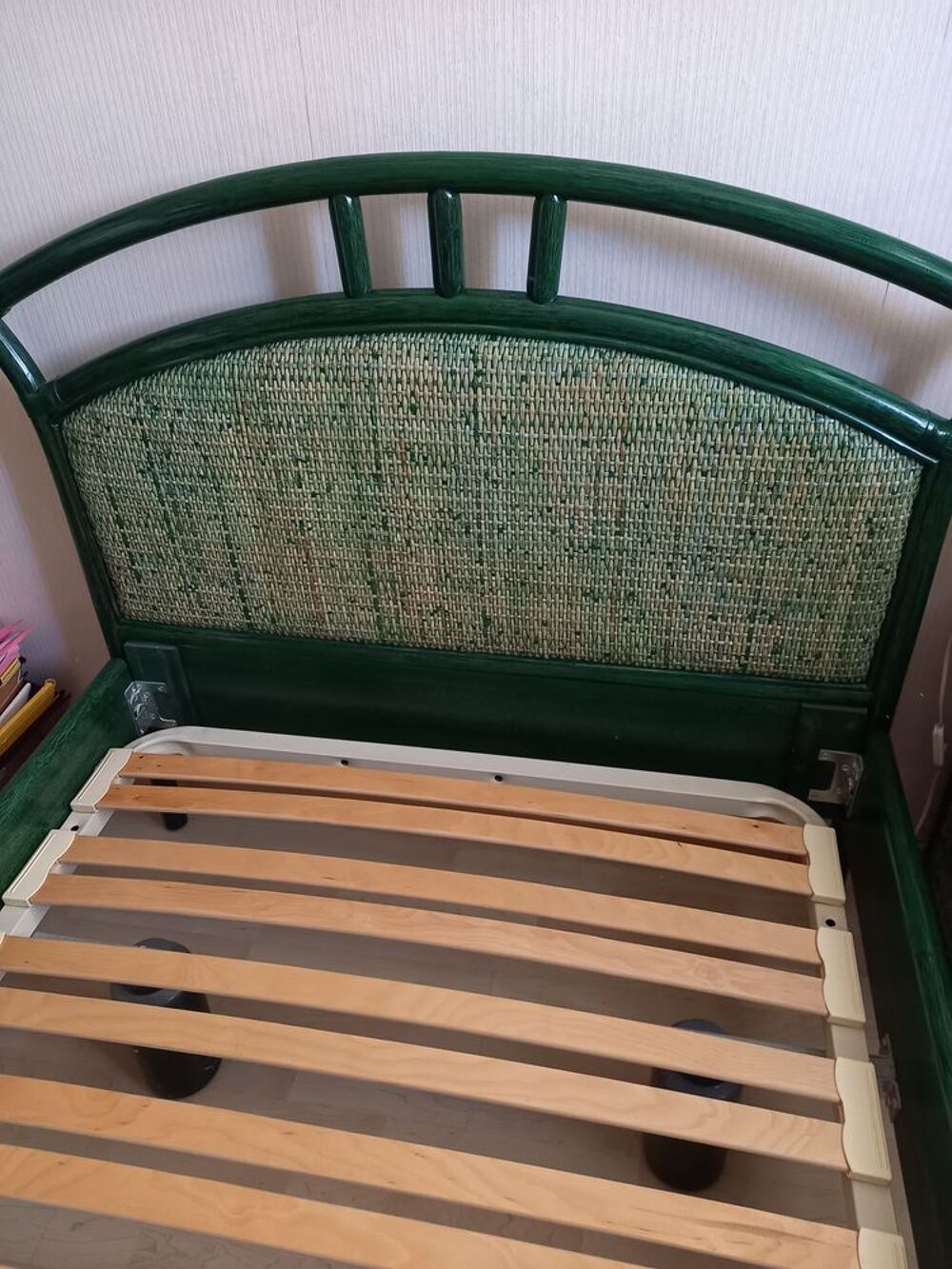 Chambre &agrave; coucher en rotin vert Meubles