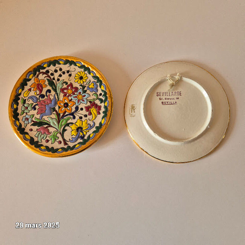 Belle plaque assiette c&eacute;ramique vintage S&eacute;villarte avec plac 