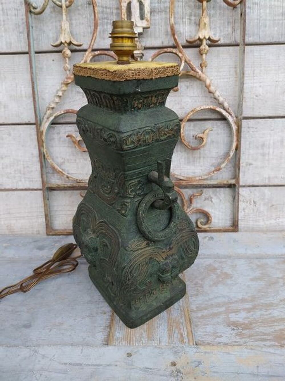 Lampe Style Vase Fanghu Bronze Archa&iuml;que Chine Vintage 60 