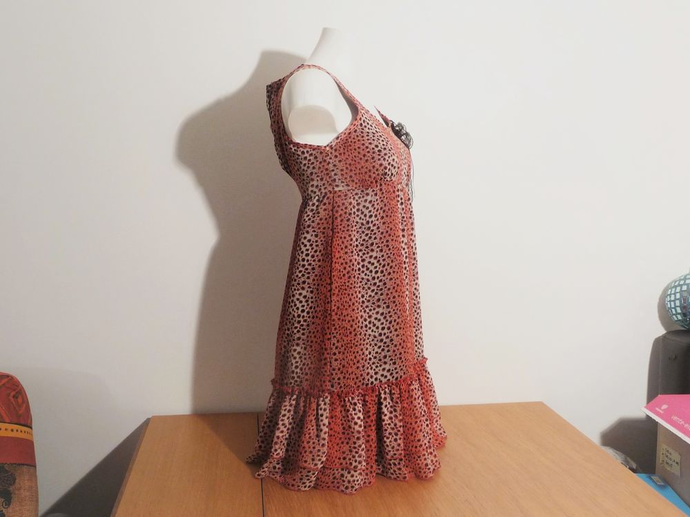Robe/ Tunique "Panth&egrave;re" Rouge Beige Noir- A Part Ca Vêtements