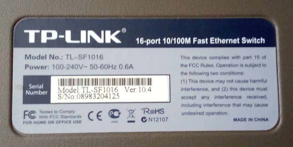 Switch TP-LINK 16 ports Fast Ethernet 10/100 Matériel informatique