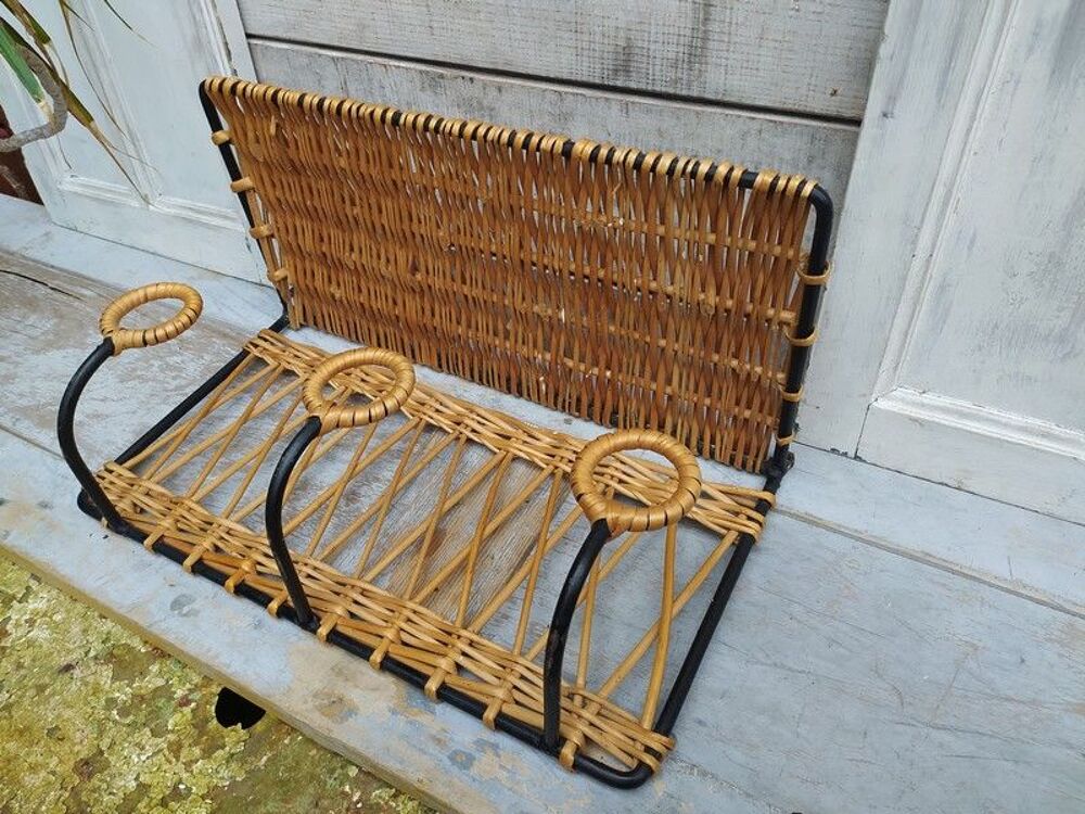 Porte Manteau Jacques Adnet M&eacute;tal Osier Rotin Vintage 
Meubles