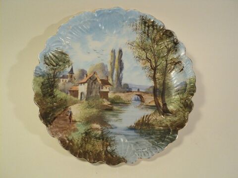 Grand Plat Porcelaine de Limoges XIX�me Paysage Barbizon 35 Loches (37)