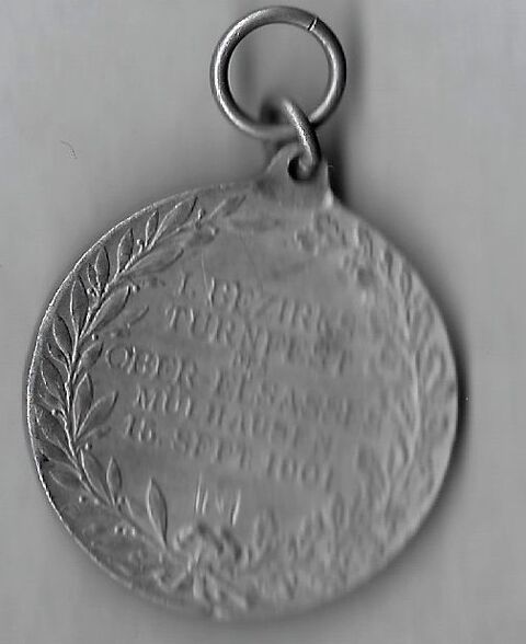 M�daille rare Mulhouse tournoi gymnastique 1901 22 Richwiller (68)