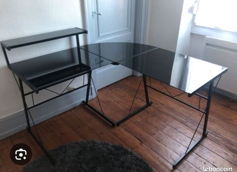 Bureau verre noir d'angle 90 Aubagne (13)