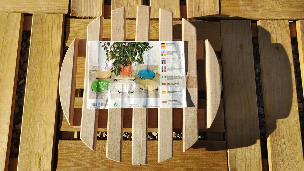 Porte Plante sur Roulettes en Bois Massif - Neuf Décoration