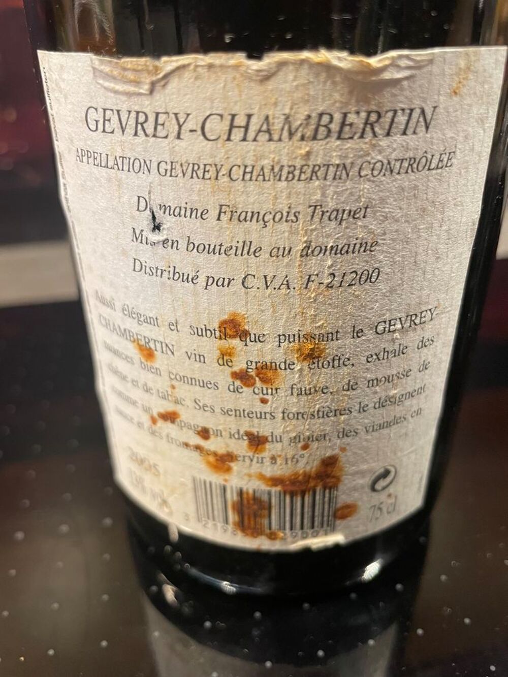 1 Bt GEVREY CHAMBERTIN 2005 Domaine Fran&ccedil;ois TRAPET Bourgogn Cuisine