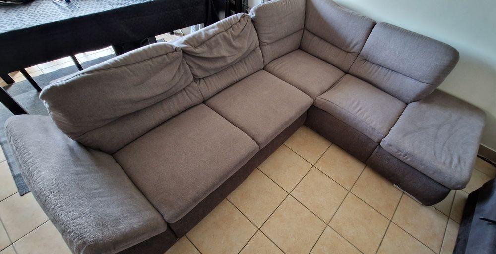 Canap&eacute; d'angle convertible Conforama VALENCIA 4 places taupe Meubles