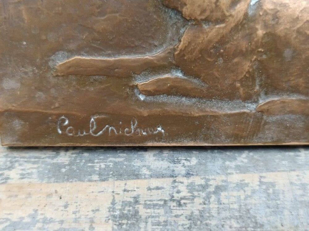 Paul Michaux Plaque Bronze Chats au Repos 