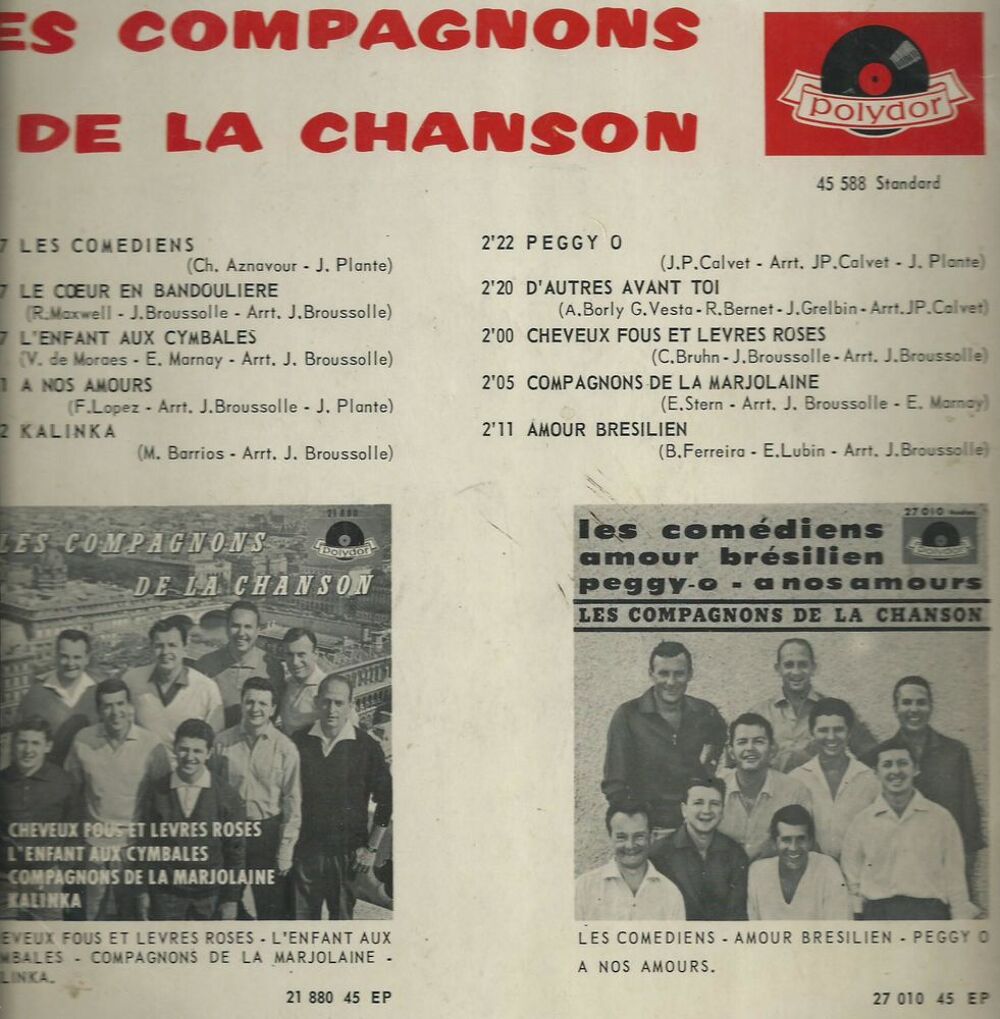 Vinyle 33 T petit format les compagnons de la chanson CD et vinyles