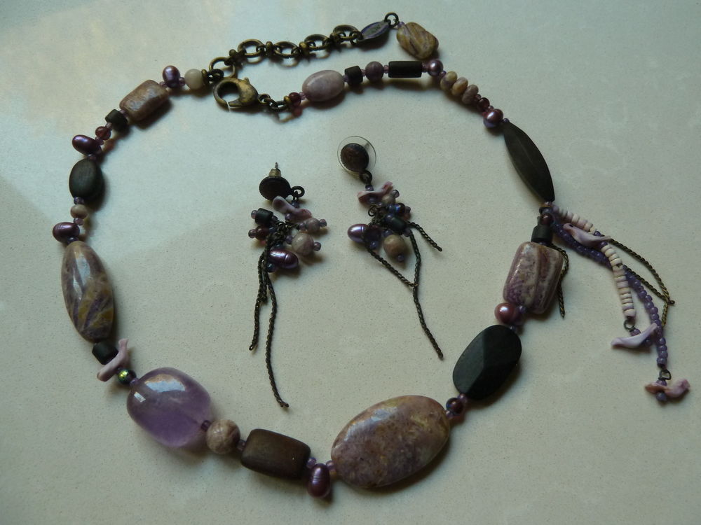 parure Nature Bijou Vol de Nuit Amethyste jaspe perle Bijoux et montres