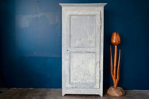 Armoire ancienne bonnetire patine gris bleu ou penderie 980 Wintzenheim (68)