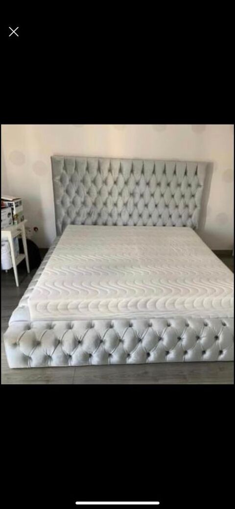 Lit 2 personne velour argent 0 Argenteuil (95)