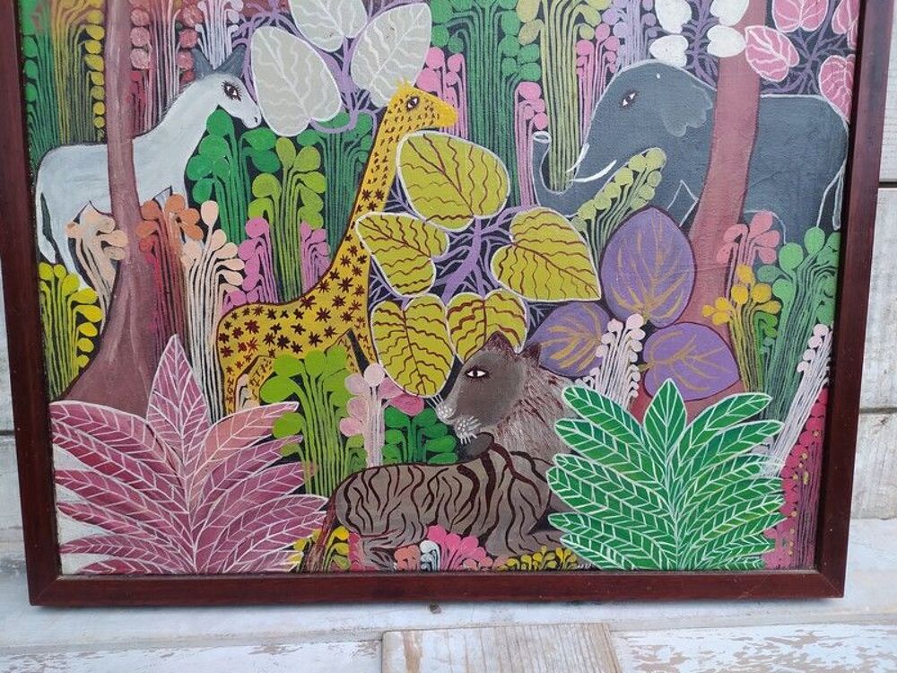 Berny Mathias Tableau Animaux Haiti Haitian Painting

