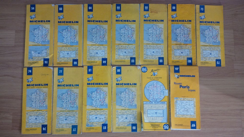 carte routi&egrave;re Michelin des ann&eacute;e 1950 &agrave; 1990 