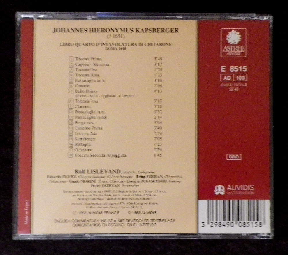 CD - Kapsberger - Libro Quattro d'Intavolatura di Chitarone CD et vinyles