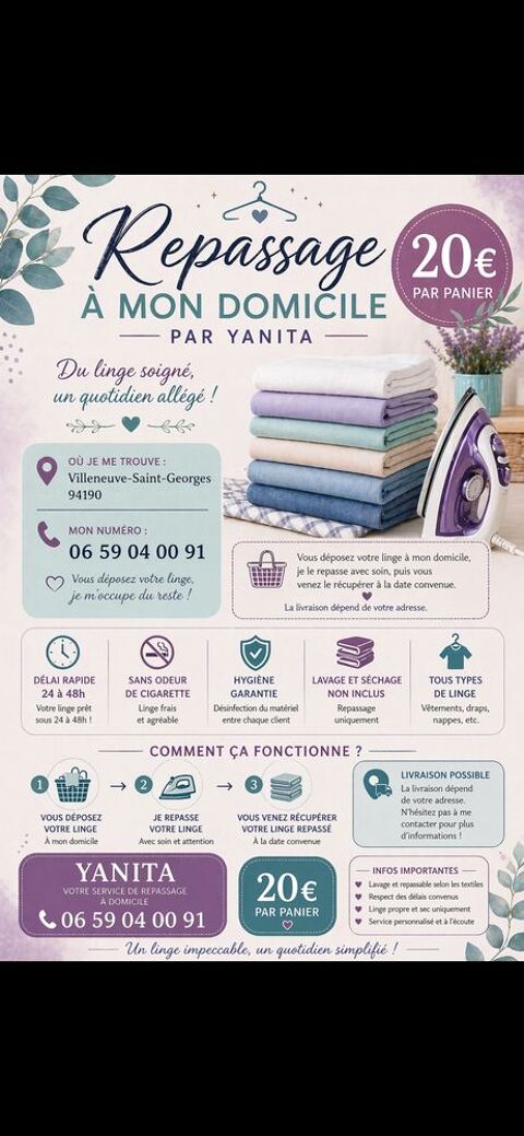Repassage chez moi  0 94190 Villeneuve-saint-georges