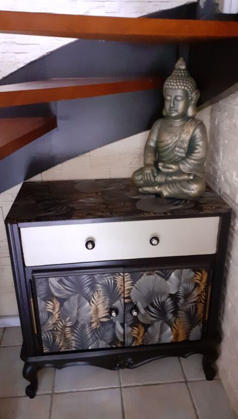 commode en merisier relooke noir 130 Auray (56)