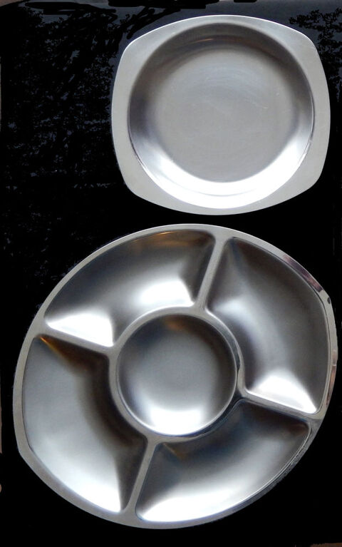 Ensemble de 2 plats en inox acier brossé 16 Lagny-sur-Marne (77)