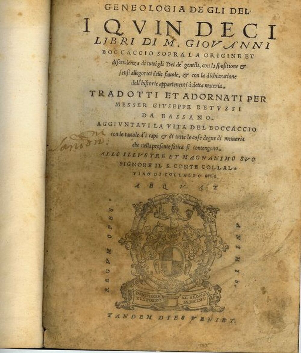 Boccaccio Geneologia degli dei 1547 