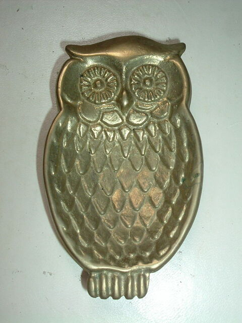 Cendrier en forme de hibou Mtal dor vintage 20 Jebsheim (68)