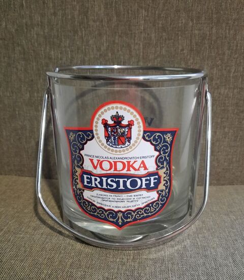 Ancien seau  glaon publicitaire en verre Vodka Eristoff 15 Domart-en-Ponthieu (80)