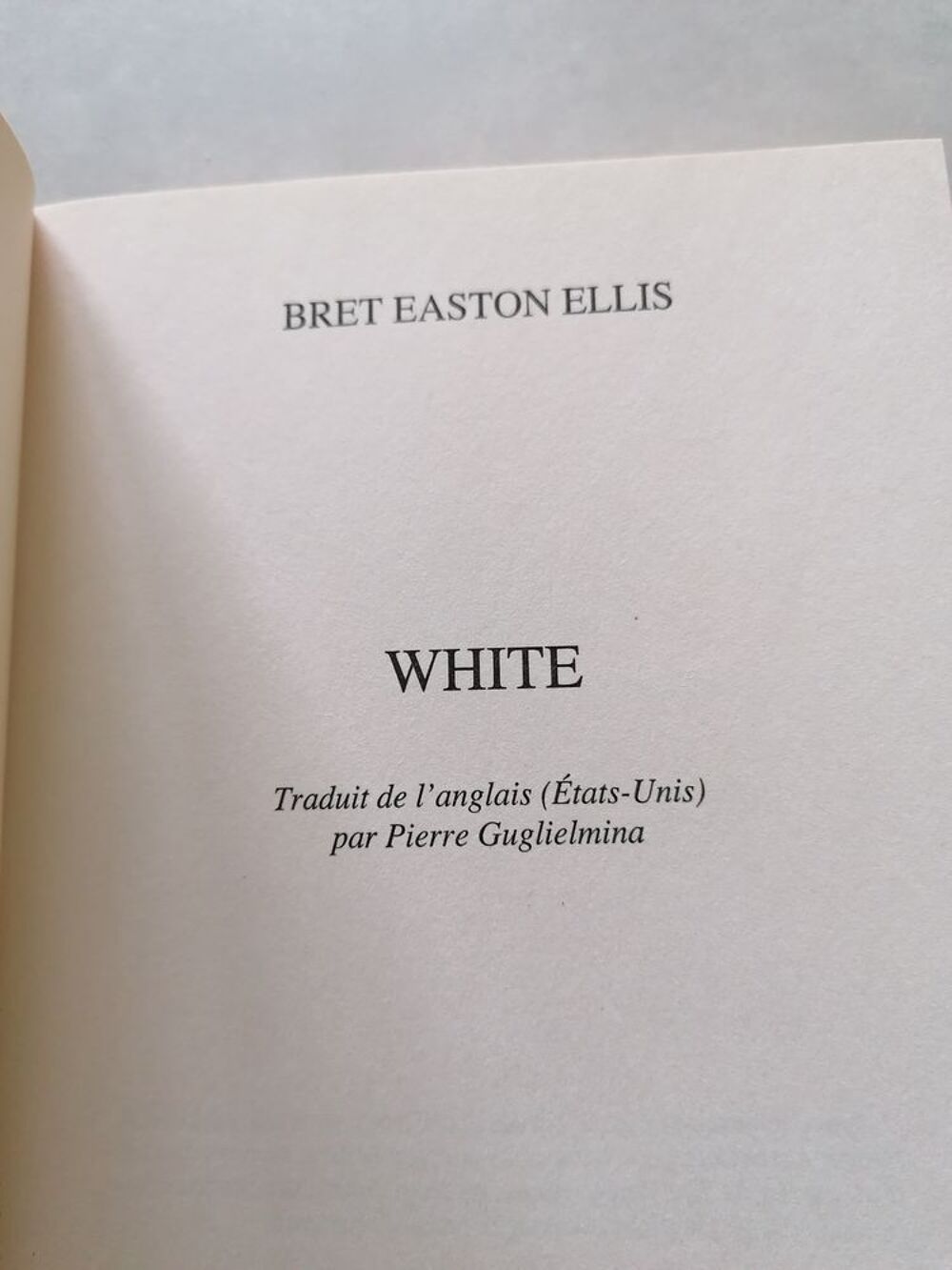 Livre White de Bret Easton Ellis Livres et BD