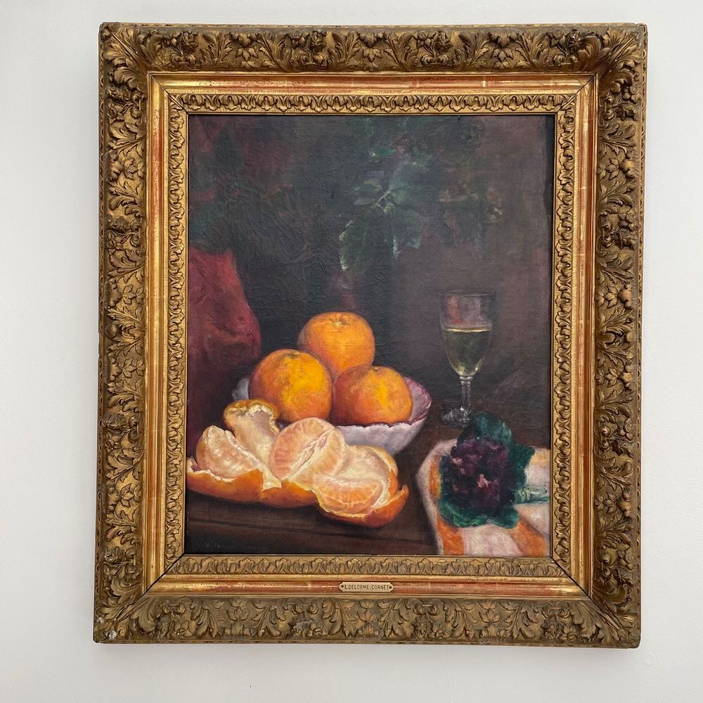 Tableau huile sur toile Nature morte &agrave; l'orange 