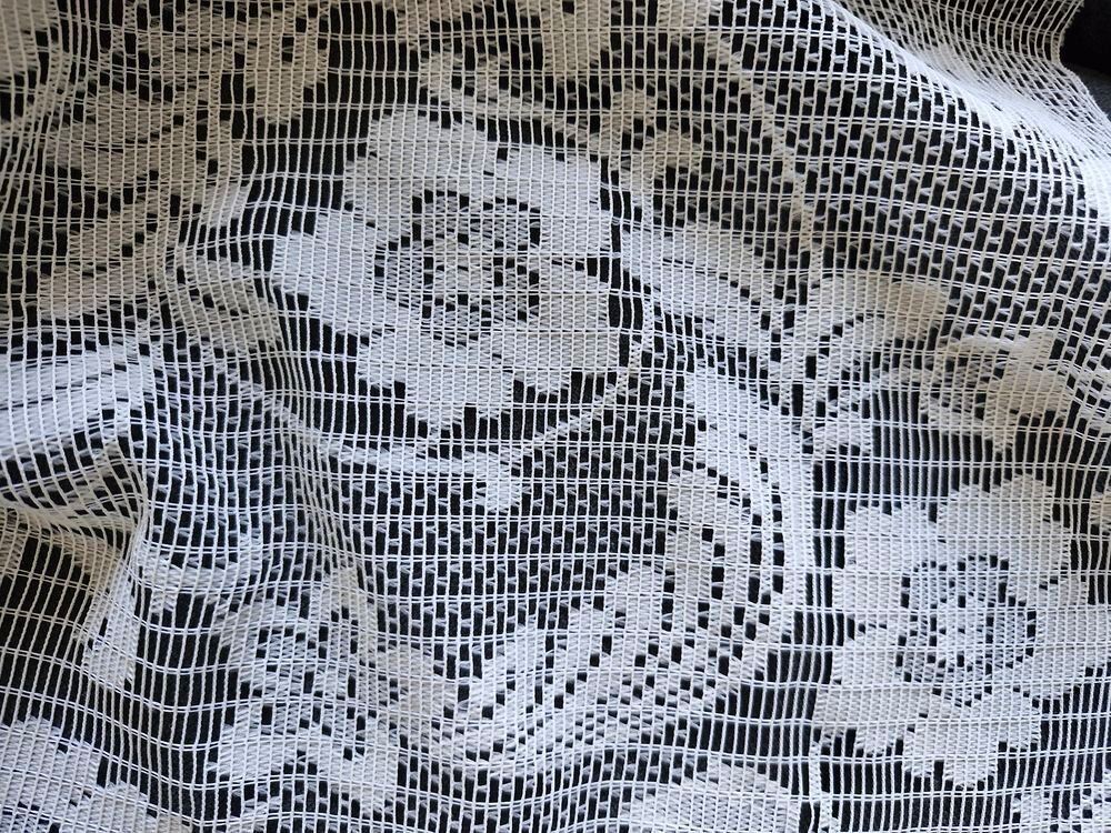Tissu dentelle floral blanc/&eacute;cru 4m50/4m Décoration