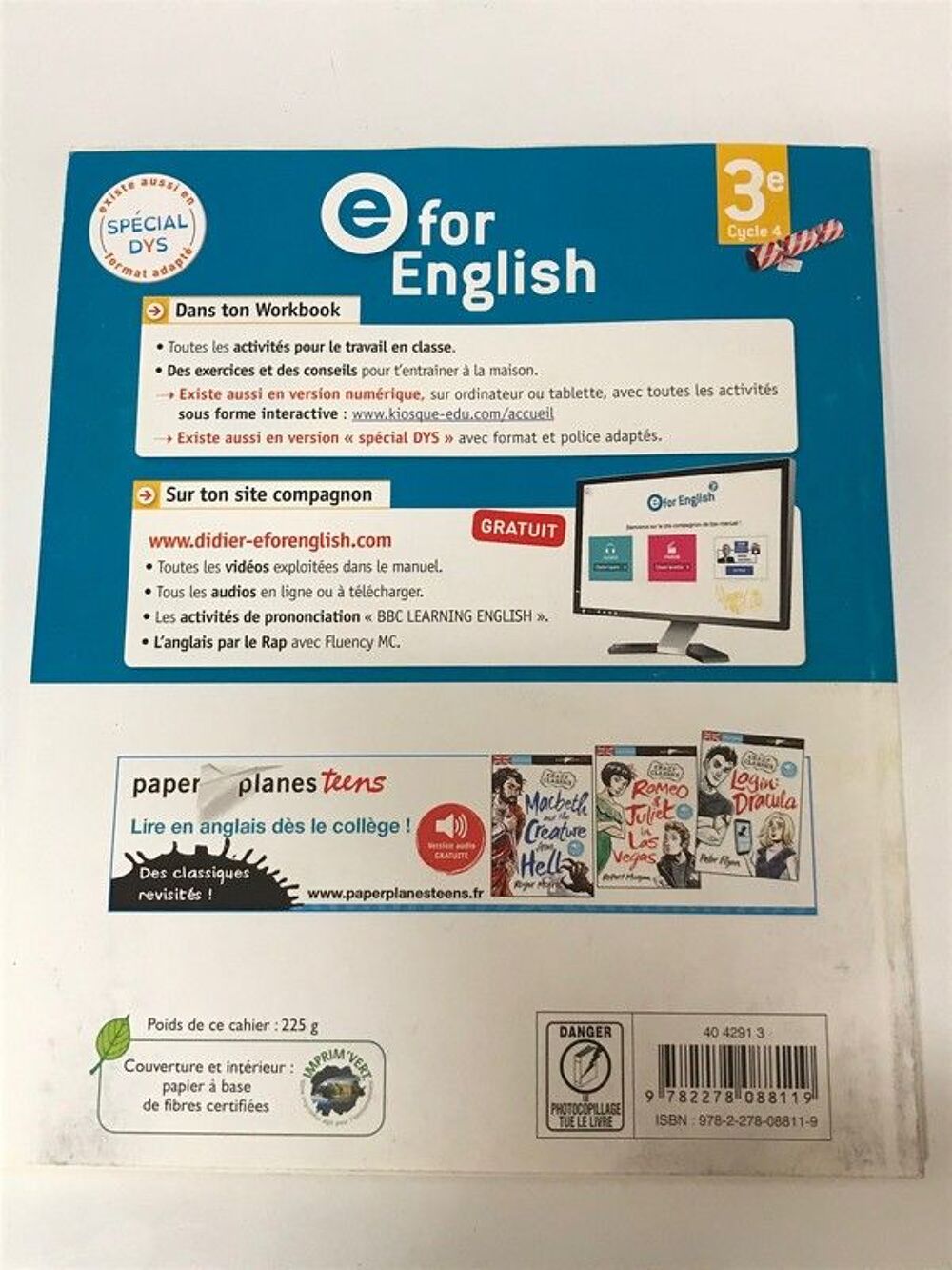 Workbook E For English 3&egrave;me Livres et BD