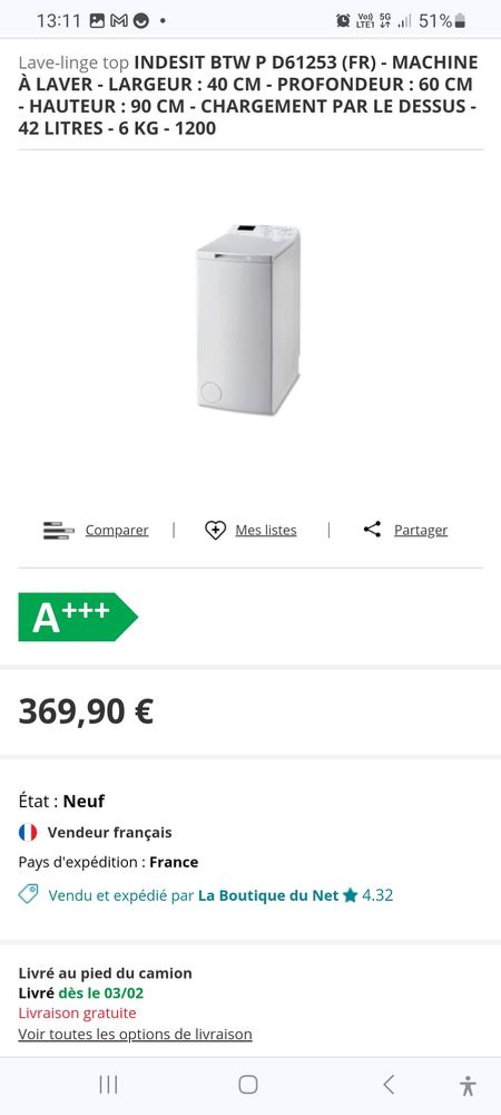 Lave linge 6 KG Electroménager