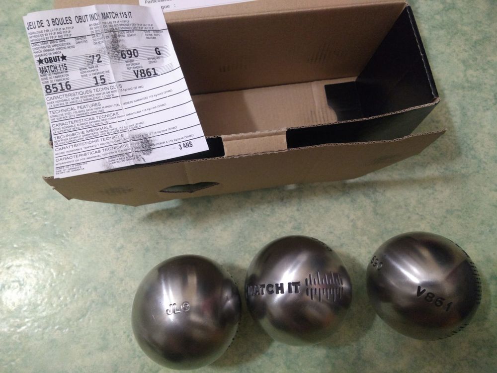 Triplettes boules p&eacute;tanque match it 115 72/690 Sports