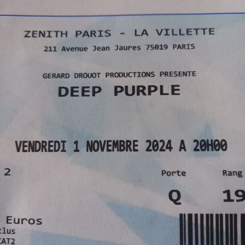 Deep purple 2 places de concert Billetterie