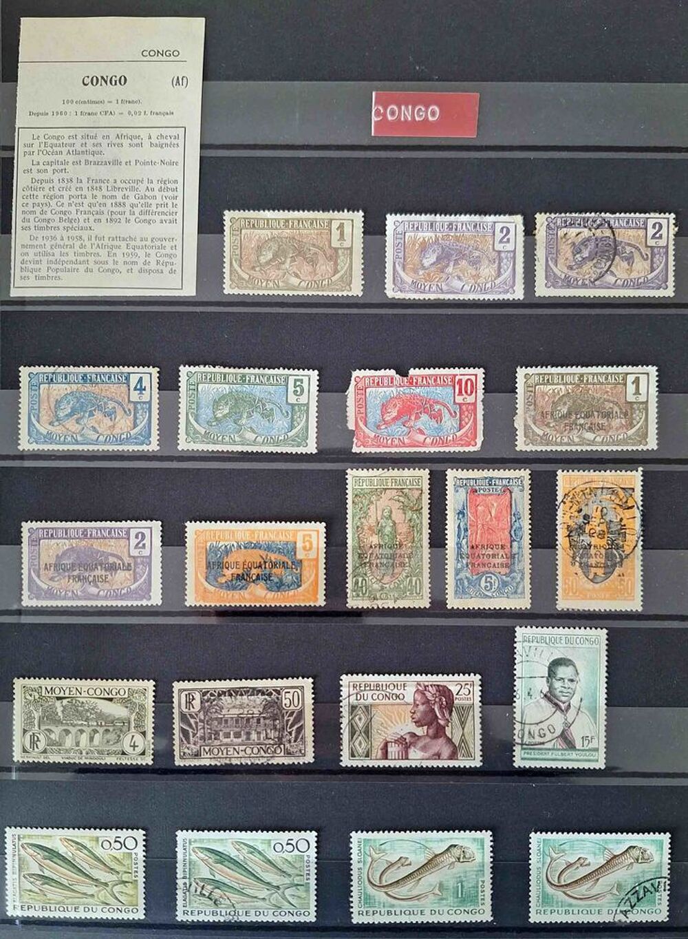 S&eacute;rie de timbres de collection du Congo 