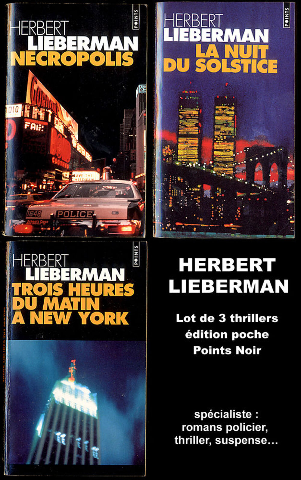 HERBERT LIEBERMAN / lot de 3 thriller Livres et BD