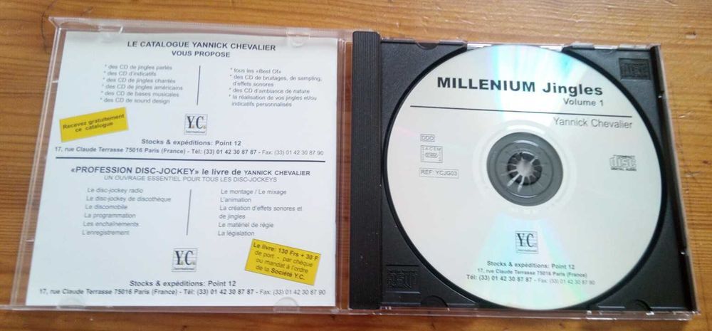 CD audio Yannick Chevalier Millenium Jingles Vol 1 &eacute;tat neuf. 
Id&eacute;al Dj, soir&eacute;e etc ...
Sur Amiens Rivery. 
10 € 
Pas d'envoi. CD et vinyles